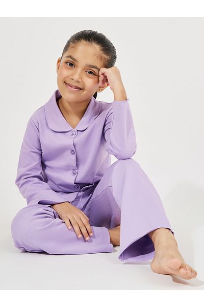 Styli Collared Button Down Shirt & Pyjama Set