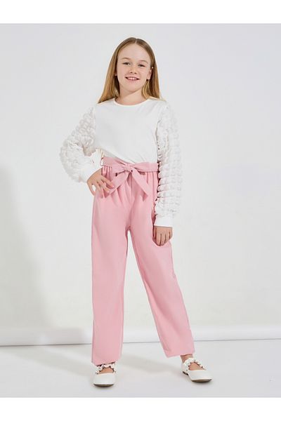 Styli Textured Long Sleeve Top & Belted Pants Set