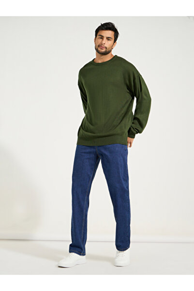 Styli Relaxed Fit Crew Neck Sweater with Dropped Shoulder