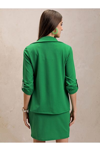 Tokyo Talkies By Styli Solid Blazer with Roll Up Sleeves & Embellished Buckle Belt Dress Co-Ord