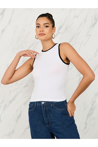 Styli Fitted Contrast Trim Tank
