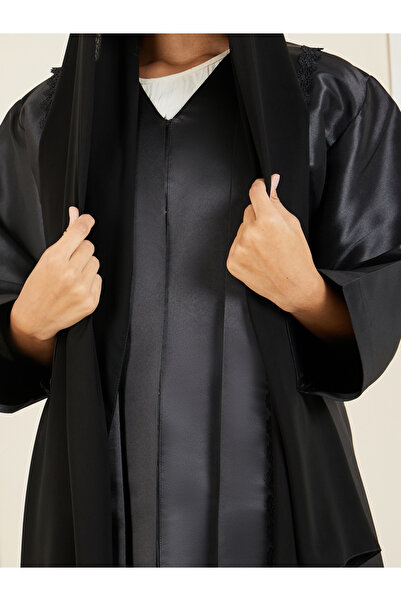 Anthrilo By Styli Satin Lace Embroidered Abaya