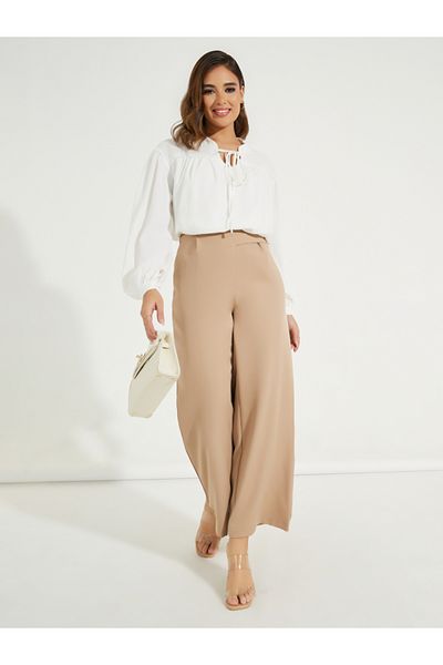 Styli Embroidery Detail Tie-Up Neck Blouse