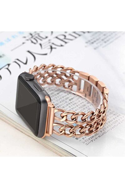 UnDePlus Apple Watch 42/44/45/46/49mm Kordon Cowboy Zincir Metal Kordon 2/3/4/5/6/se/7/8/9/10/ultra