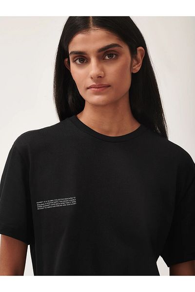 The Champ Clothing Unisex Μαύρο μπλουζάκι Oversize - Nature Concept Printed
