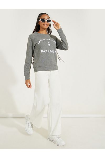 Styli Regular Fit Acid Wash Text Print Sweatshirt