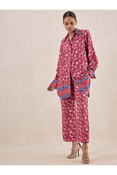 Femmella By Styli Floral Print Longline Shirt & Trouser Co-Ords