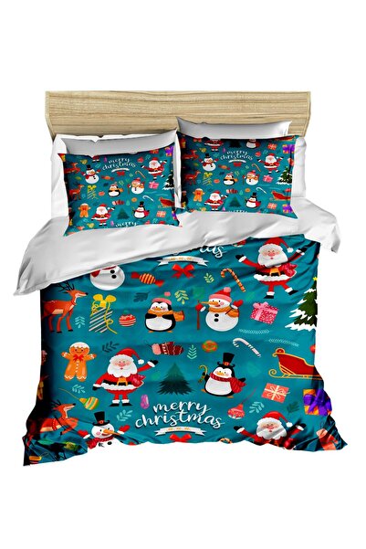 Fabeteks Penguin Merry Christmas 3D Digital Double Duvet Cover Set