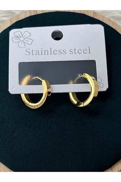 YASİN TOPÇU Steel Gold Ring Mini Stylish Earrings