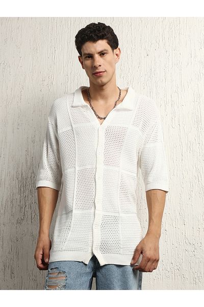 Hubberholme By Styli Textured Knit Oversized Shirt