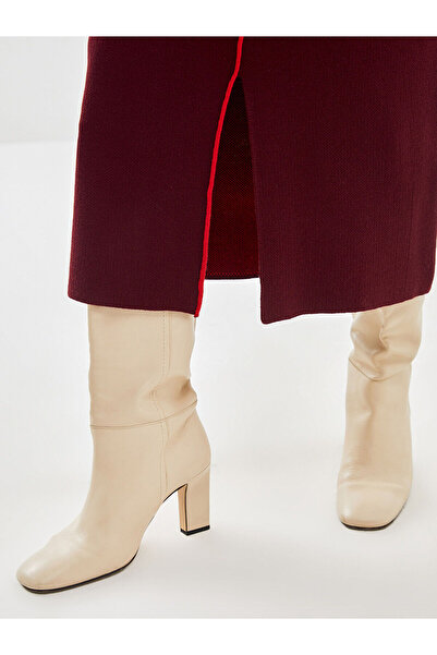 LC Waikiki LCWAIKIKI Fusta tricotată pentru femei, roșu claret clasic, cu talie elastică