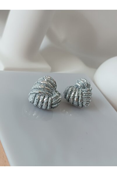 La fee aksesuar اللون الرمادي الطبيعي خلفية فضية التفاصيل بوليمر كلاي القلب ا...