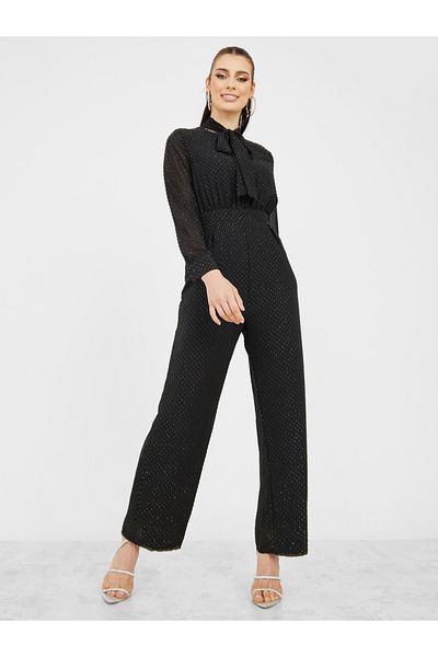 Styli Straight Leg Lurex Dobby Jumpsuit