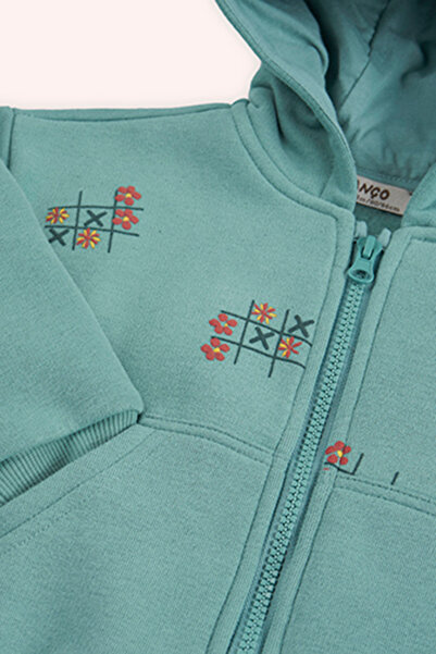 Panço Kız Bebek Fermuarlı Yeşil Sweatshirt