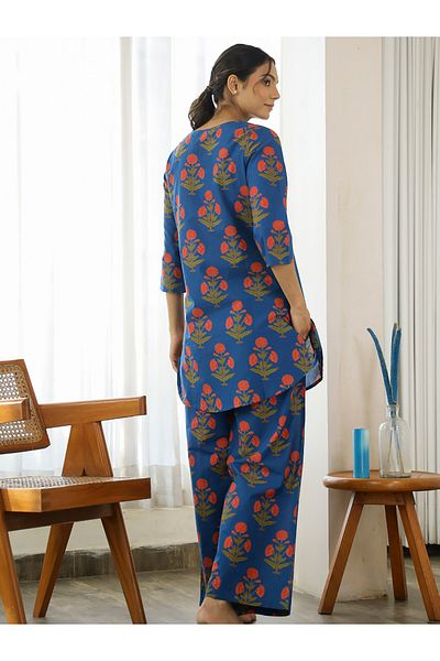Sanskrutihomes By Styli All Over Floral Print Longline Top & Wide Leg Pants Co-Ord