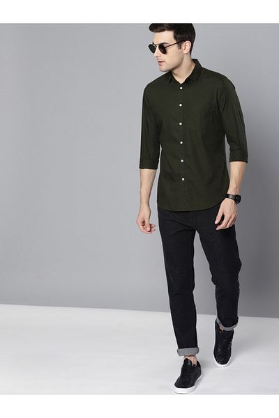 Dennis Lingo By Styli Solid Slim Fit Casual Shirt