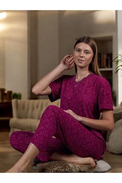 Sude Women's Bamboo Fabric Short Sleeve Pajama Set