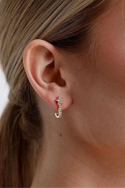KAMPANİX New Season Gold Star Figured Women's Earrings