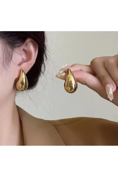 YASİN TOPÇU الصلب الذهب قطرة الماء الذهب اللون الأقراط الأنيقة