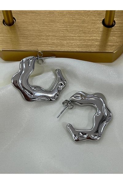 YASİN TOPÇU Steel Silver Earrings