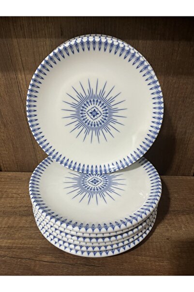 Hazal Güral Porcelain Di̇gibone 19 cm Blue and White 12-Pack Cake Plate