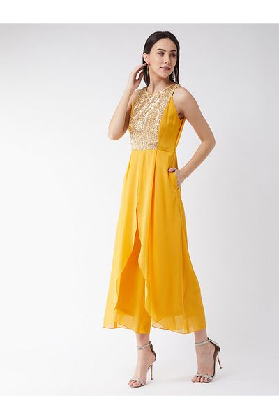 Miss Chase By Styli Front Sequin Detail Sleeveless Wide Leg Jumpsuit
