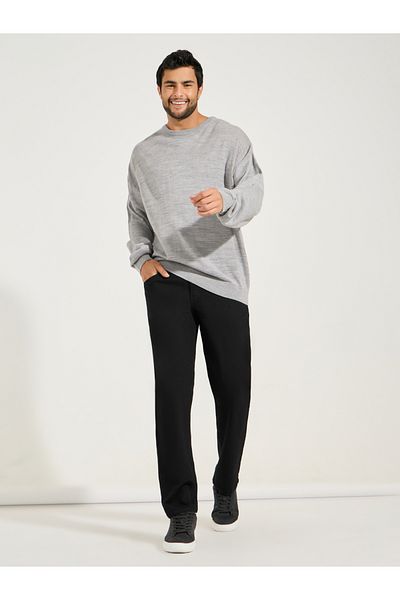 Styli Relaxed Fit Crew Neck Sweater with Dropped Shoulder