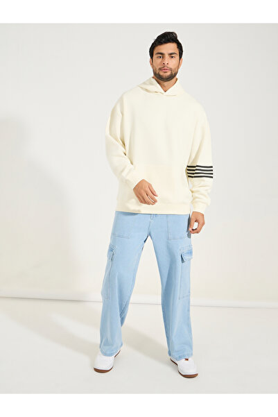 Styli Oversized Stripe Panel Heavy Hoodie