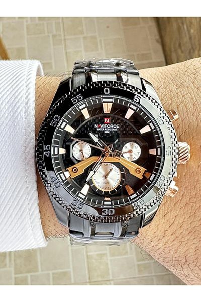 Naviforce Naviforce Active Indicated Black and Rose Gold Sport Stylish Men's Wristwatch