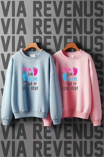 Vordevia Φούτερ για πάρτι φύλου Mother & Father Combination Blue Pink