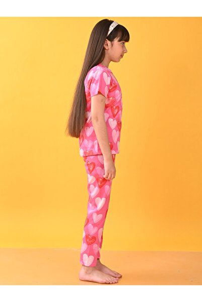 Anthrilo By Styli Heart Print T-Shirt & Pyjama Set