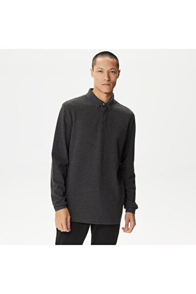 Nautica Erkek Gri Slim Fit Uzun Kollu Polo Yaka T-shirt