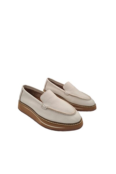 LOPY Gerçek Deri Bej Kadın Günlük Ayakkabı