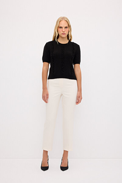 adL Püskül Detaylı Kısa Kol Triko Kazak Siyah 13944485000