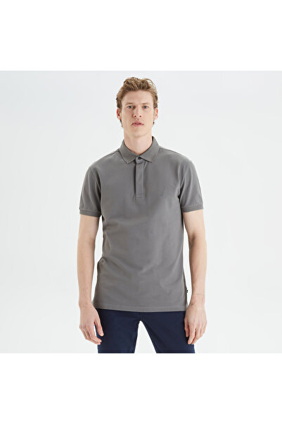 Nautica Erkek Gri Slim Fit Kısa Kollu Polo Yaka T-Shirt