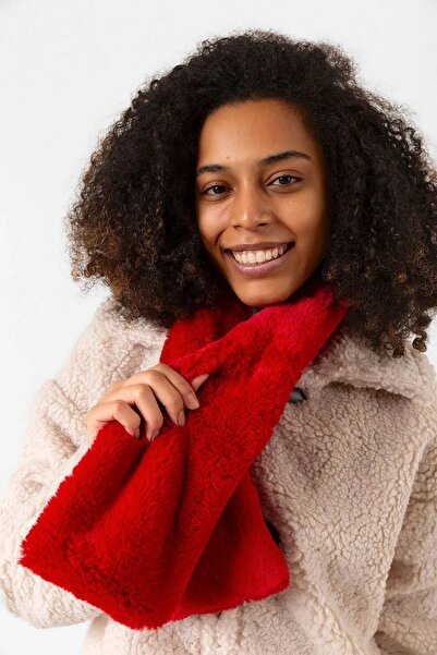 REMSA Kadın Peluş Kaşkol Boyunluk Atkı RKB-01 Kırmızı