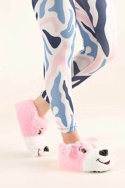 Melek Tuna Unisex Black Dog Animal Slippers Home Shoes, Γυναικείες μπότες για το σπίτι
