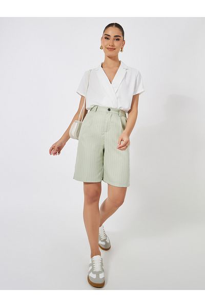 Styli Mock Wrap Bodysuit with Notch Lapel