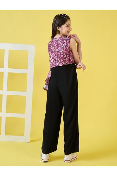 Stylo Bug By Styli Geo Print Overlay Sleeveless Jumpsuit