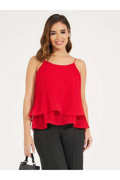 Styli Strappy Plisse Layered Cami