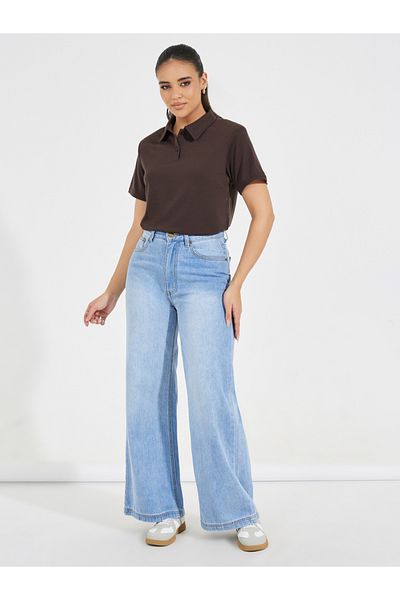 Styli Regular Fit Collared Polo T-Shirt with Padded Shoulder
