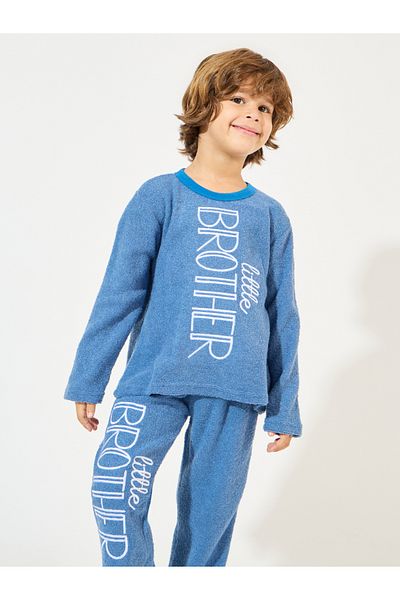 Styli Letter Embroidery Terry Sweatshirt & Joggers Set