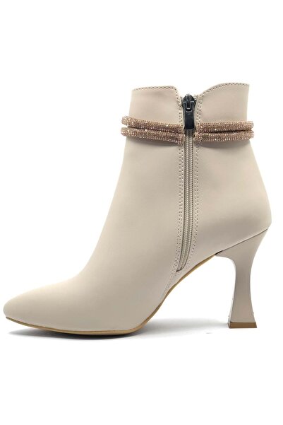 KOCAMANLAR Feles Knot Stone Λεπτομερείς Γυναικείες Μπότες με τακούνι Κύπελλο ΜΠΕΖ