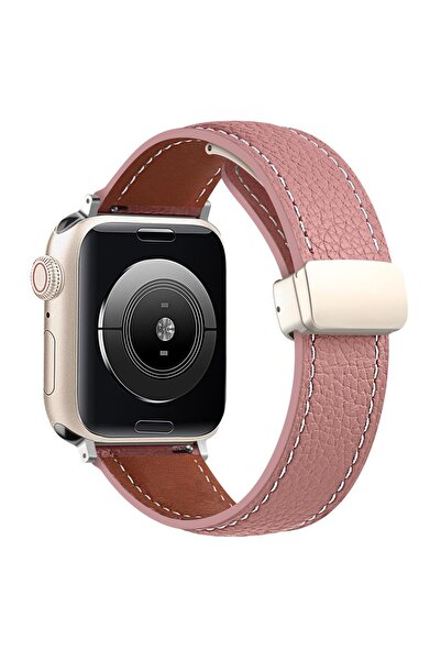 UnDePlus Apple Watch 10/11 42mm-38/40/41mm Kordon Magnetli PU Deri Kordon 2/3/4/5/6/se/7/8/9