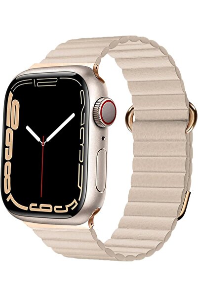 UnDePlus حزام متوافق مع ساعة 7/8/9 مقاس 45 ملم، حزام جلدي مغناطيسي