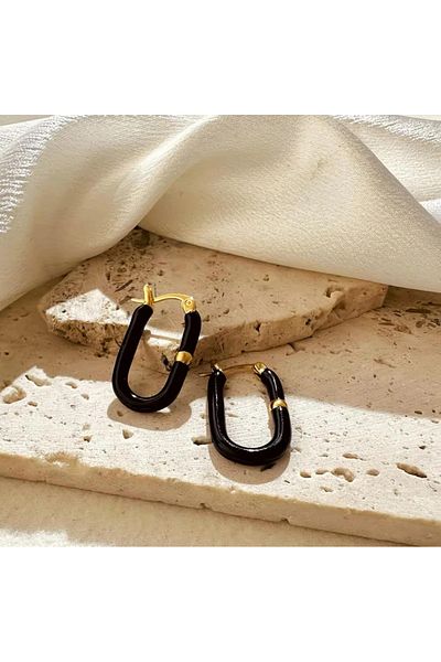 YASİN TOPÇU Steel Gold Earrings