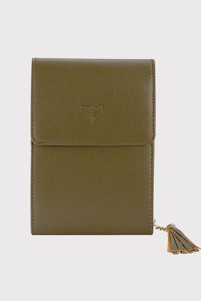 Garbalia Women's Green Double Gusset Zippered Bag with Phone Compartment