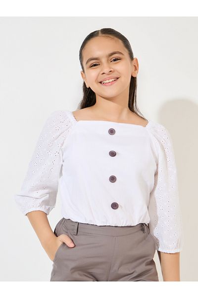 Styli Solid 3/4 Sleeve Top & Wide Leg Pants Set
