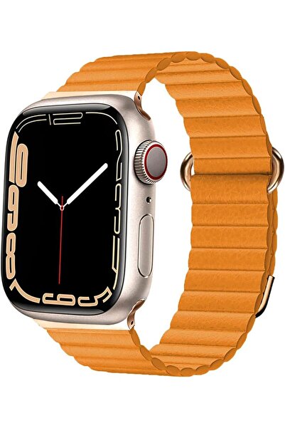 UnDePlus Apple Watch 10/11 42mm-38/40/41mm Kordon Mıknatıslı Magnetik Deri Ko...