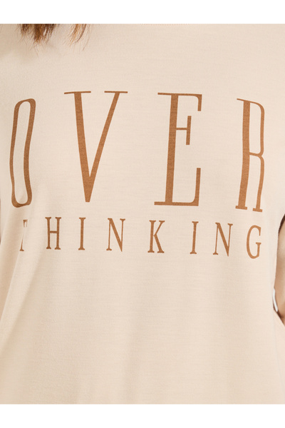 Styli Overthinking Slogan Print Sweatshirt & Jogger Lounge Set